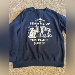 Men’s Medium Stranger Things Sweatshirt - “Beam me up!”